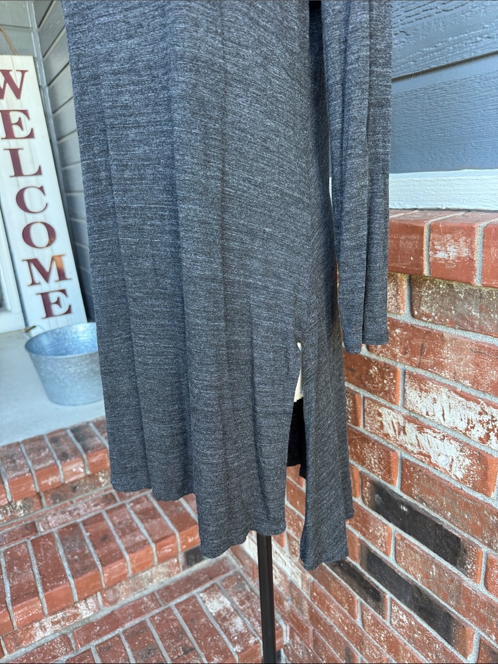 Eileen Fisher Gray Tencel Knit Long Sleeve Tunic Sweater High Side Slits Large L - Picture 3 of 7